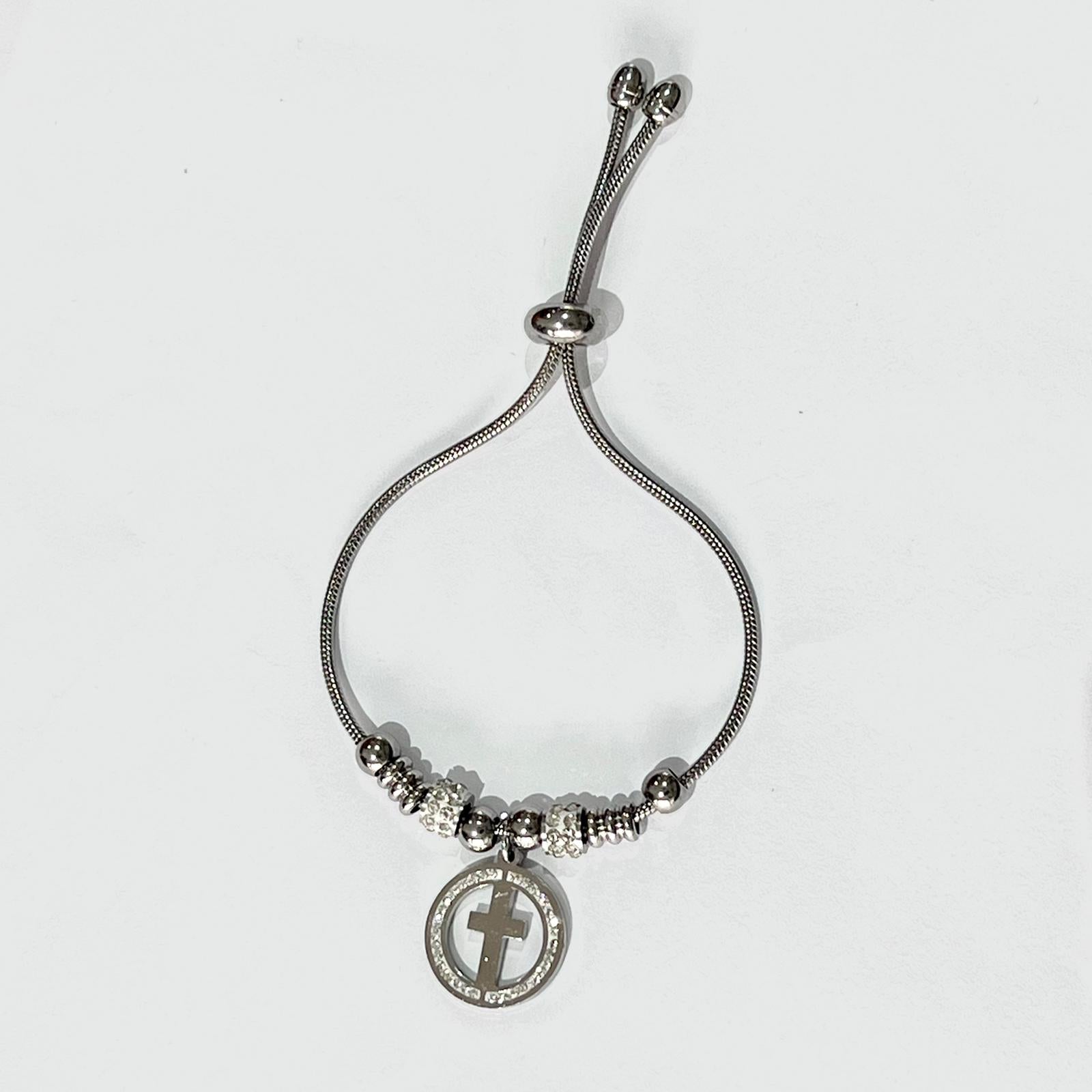 Women’s Cross Bracelet with Cubic Zirconia-Cross Bracelet-Auswara