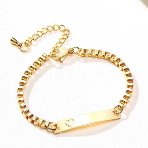 Women’s Personalised Bracelet with Engraved Heart-Women Bracelets-Auswara