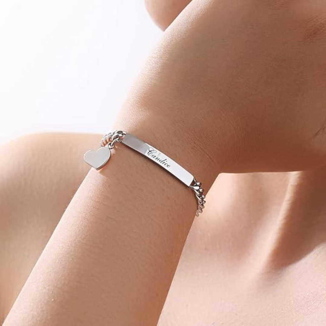 Women’s Personalised Bracelet with Heart Charm
