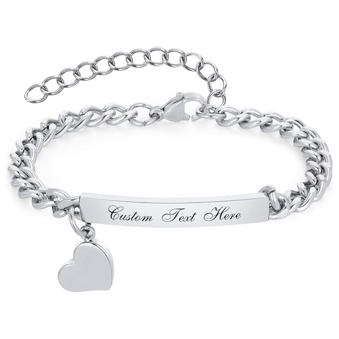 Women’s Personalised Bracelet with Heart Charm