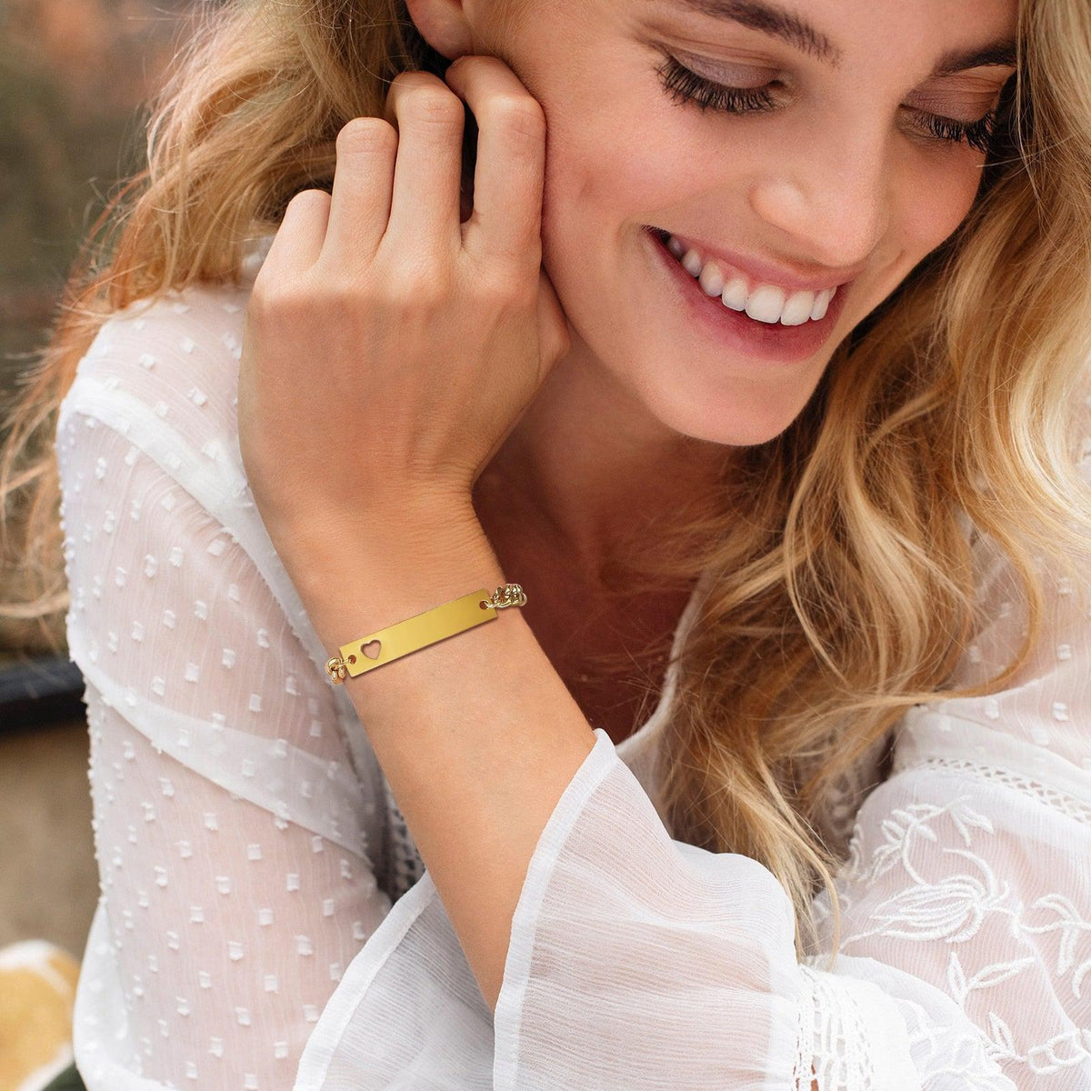 Women’s Personalised Bracelet with Hollow Heart - Gold Colour-Women Bracelets-Auswara