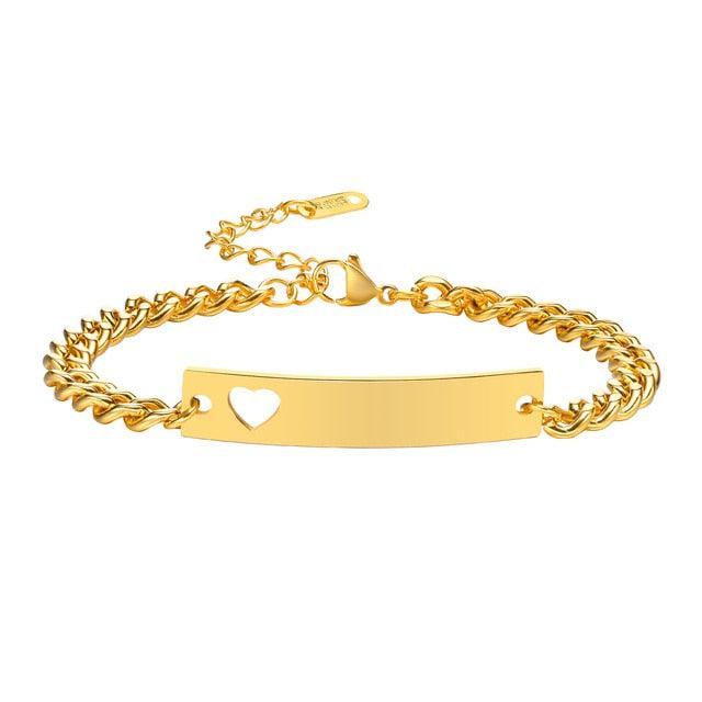 Women’s Personalised Bracelet with Hollow Heart - Gold Colour
