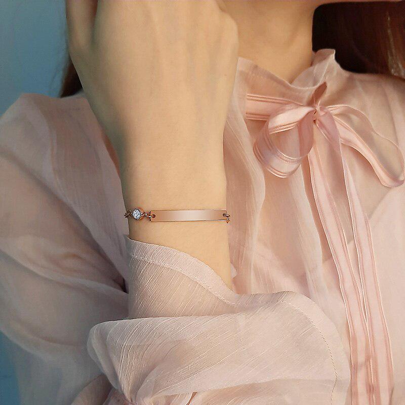 Women’s Rose Gold Colour Link Chain Bracelet with Cubic Zircon-Women Bracelets-Auswara