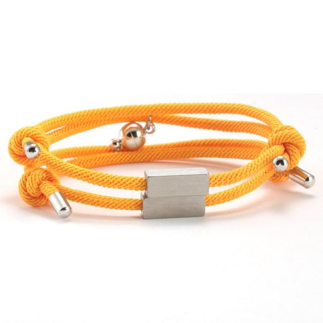 Yellow Personalised Engraved Magnetic Couple Bracelet Set-Couple Bracelet-Auswara