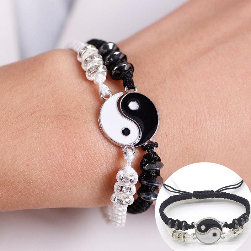 Yin And Yang Adjustable Bracelet Set-Couple Bracelet-Auswara