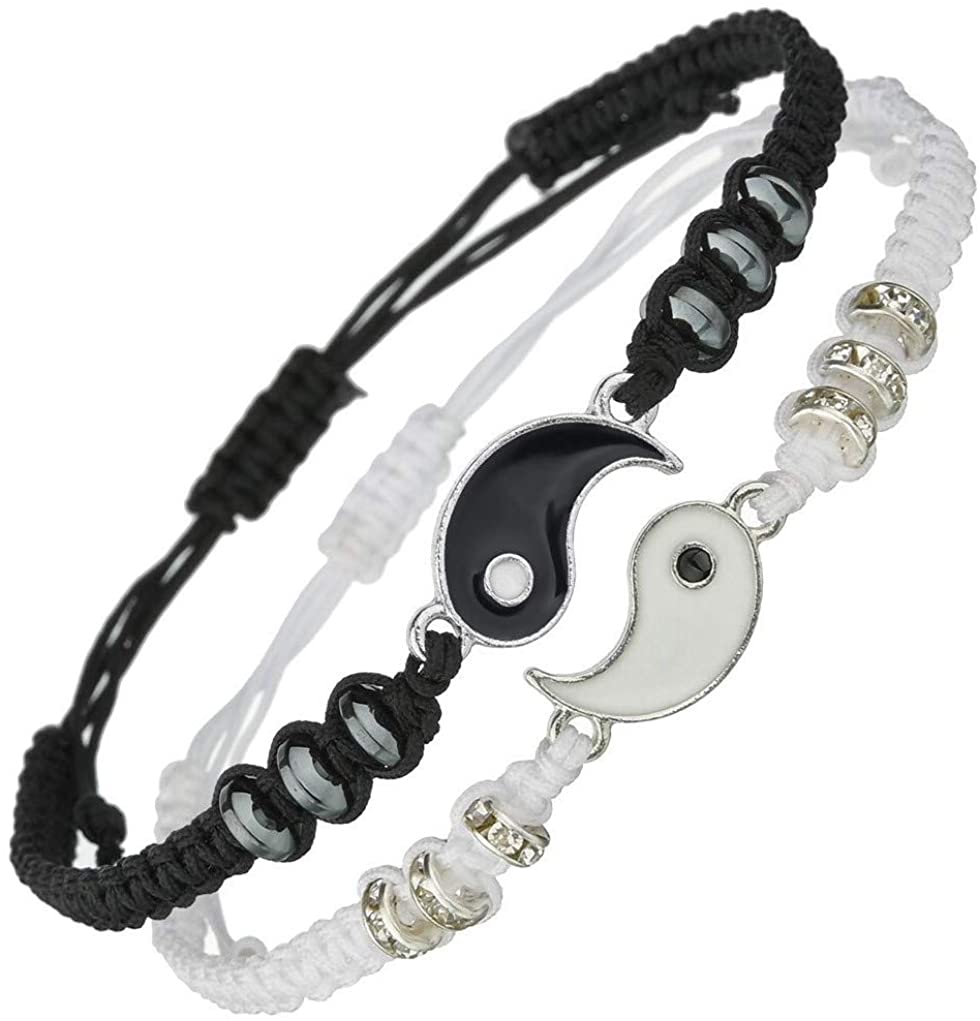 Yin And Yang Adjustable Bracelet Set-Couple Bracelet-Auswara