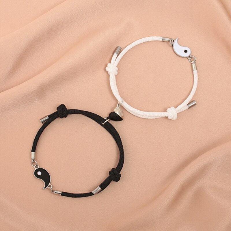 Yin & Yang Couples Bracelets with Magnetic Heart-Couple Bracelet-Auswara