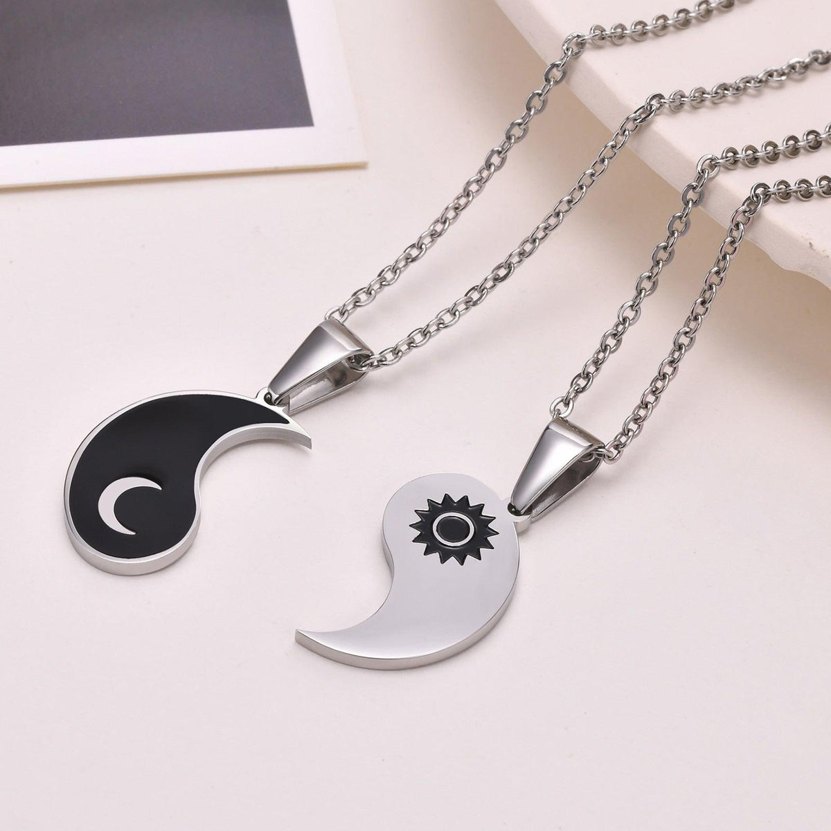 Yin and Yang Couples Necklace Set-Couples Necklace-Auswara