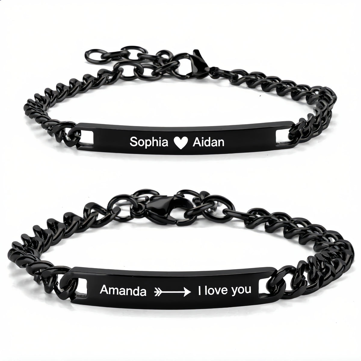 Personalised Matching Couple Bracelets with Link Chain