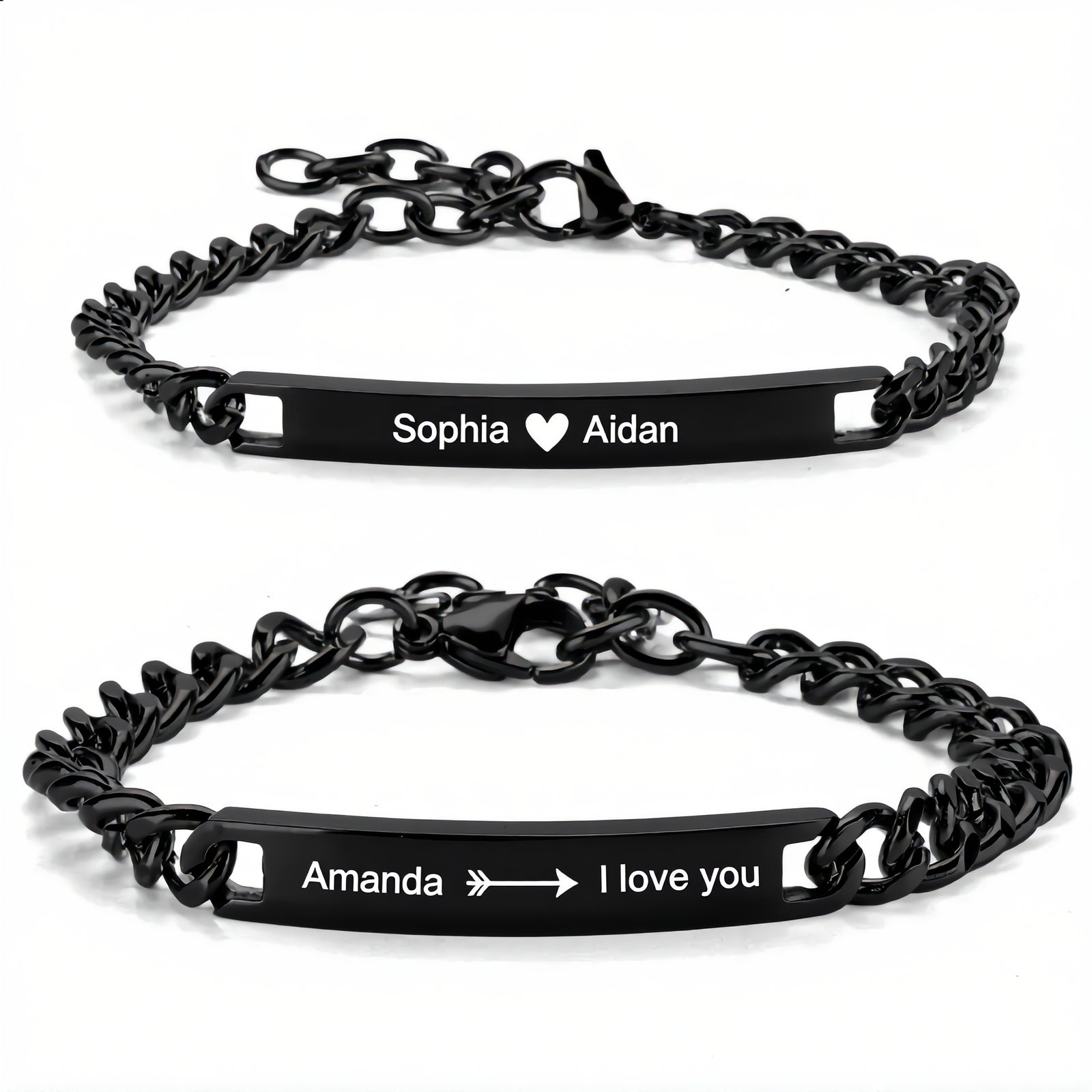Personalised Matching Couple Bracelets with Link Chain
