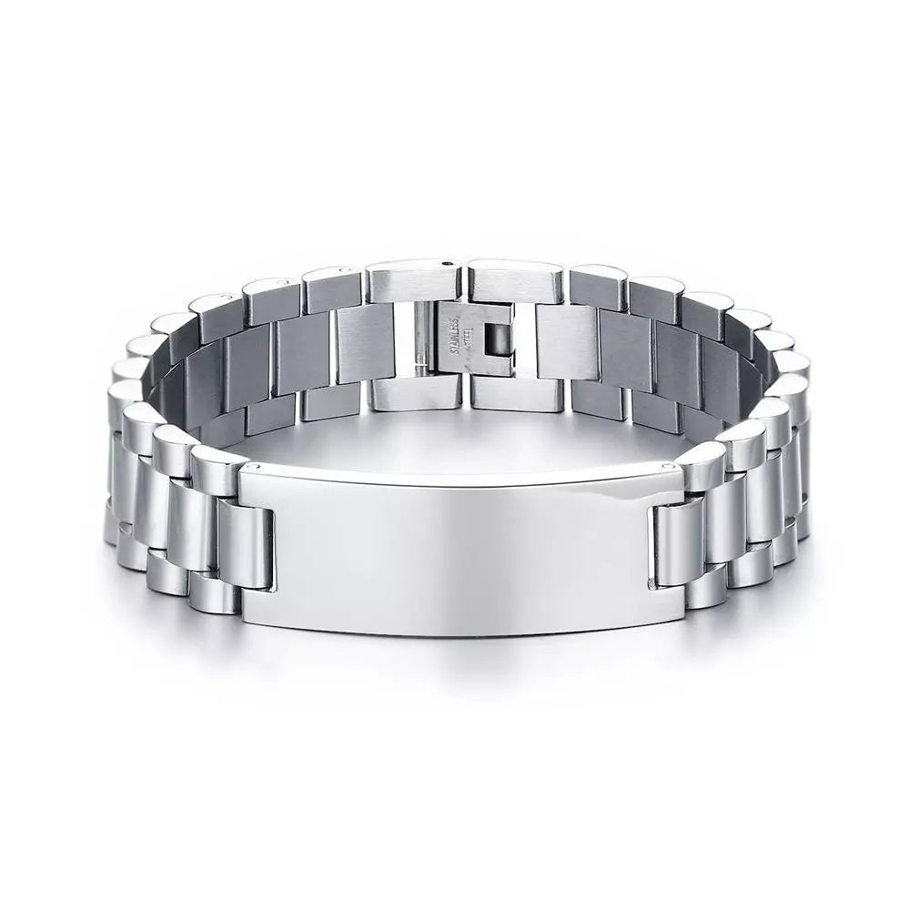 Eternal Elegance Personalised Men's Stainless Steel Bracelet (OLD TEMPLATE)-Personalised Bracelet-Auswara