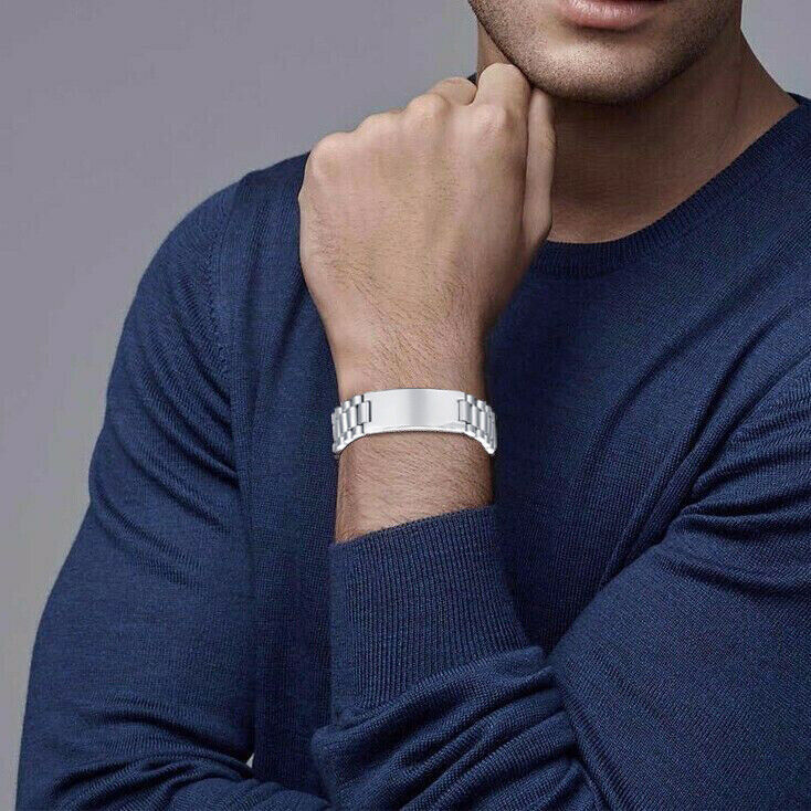 Eternal Elegance Personalised Men's Stainless Steel Bracelet (OLD TEMPLATE)-Personalised Bracelet-Auswara