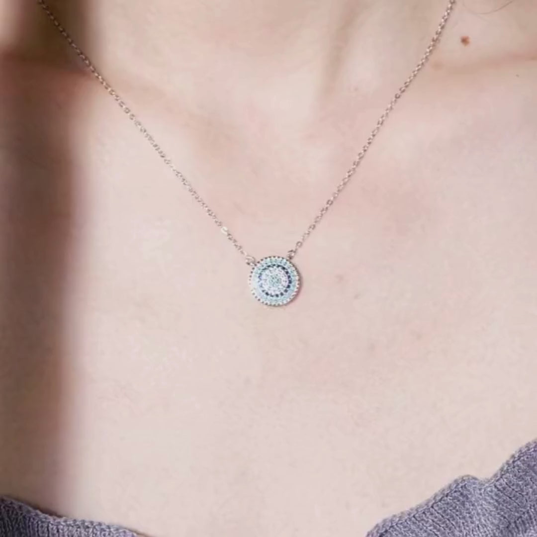Sterling Silver Evil Eye Pendant Necklace – Dainty Protection Charm
