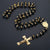 St Benedict Rosary Beads Necklace with Cross Pendant in Black & Gold